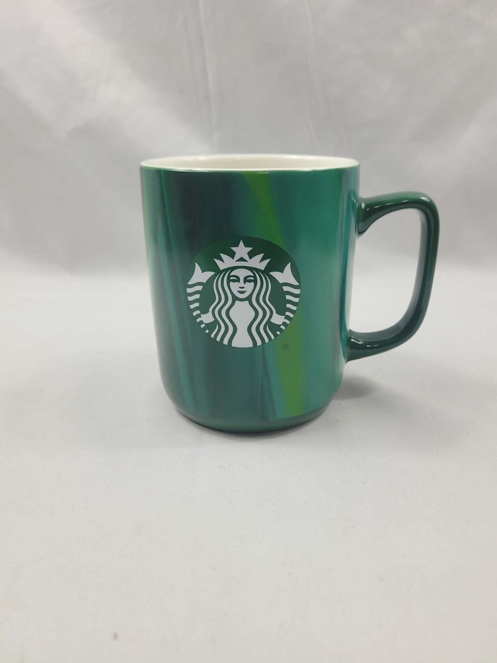 Starbucks Ceramic Coffee Mug Cup 15 oz Green Variegated Marbled Design